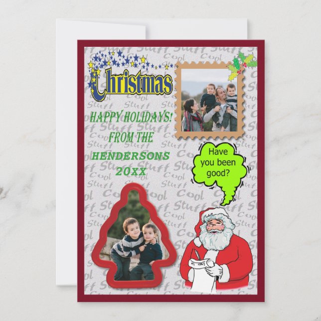Lägg till foton i jultomten och Träd Julkort (Framsida)