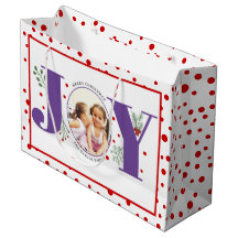 Lägg till foton lila JOY och Red polka dots