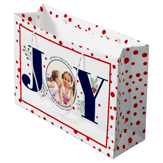 Lägg till foton, marint JOY och rött polka dots (Framsidan Vinklad)