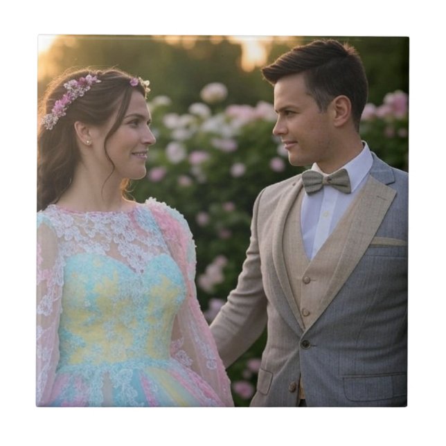 Lägg till fotopatanpassning för Bröllop Kakelplatta (Framsidan)