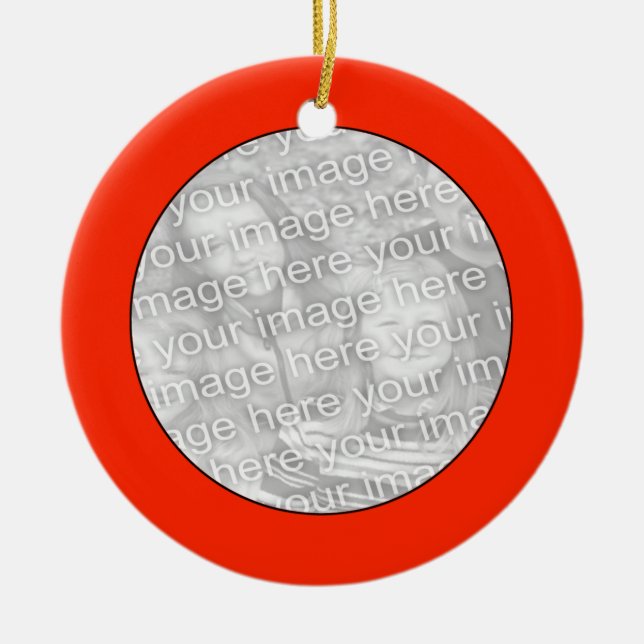 Lägg till fotoröda cirkelns prydnadsföremål julgransprydnad keramik (Framsidan)