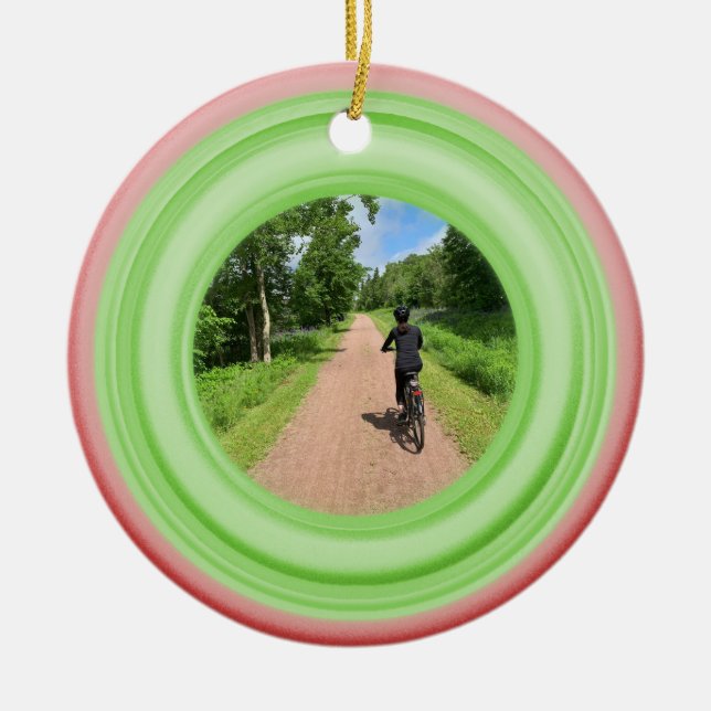 Lägg till fotorött och Grönt keramisk prydnadsprod Julgransprydnad Keramik (Framsidan)