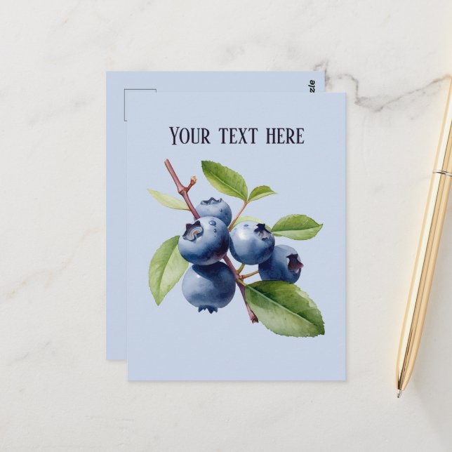 Lägg till frukt i Cute blueberry Vykort (Fram/Back In Situ)