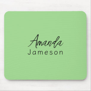 Lägg till Fullt Namn enkel minimal grön monogramli Musmatta