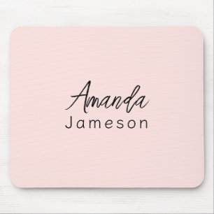 Lägg till Fullt Namn enkel minimal Ljus rosa monog Musmatta
