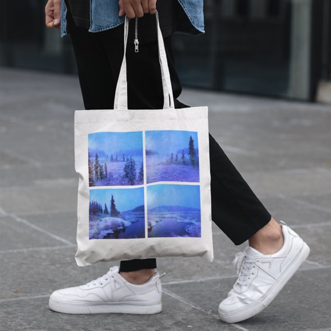 Lägg till fyra fyrkantiga foton tygkasse (Create Your Own Photo Tote Bag)