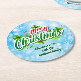 Lägg till God jul, matchande, Papper runda för Nam Underlägg Papper Rund