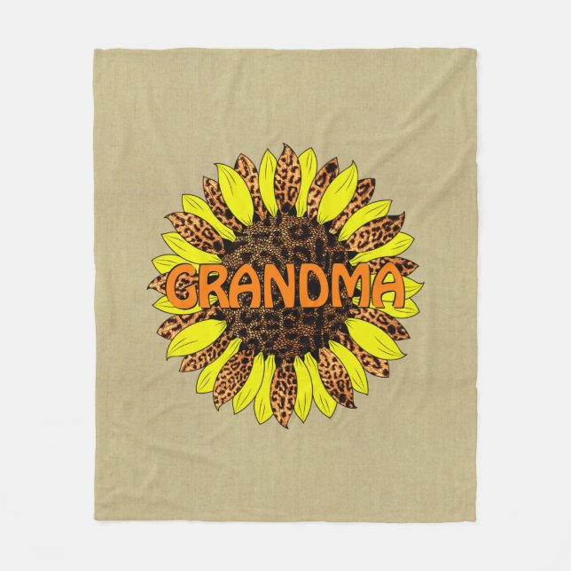 Lägg till Grandma Namn eller Text, Leopard Skriv u Fleecefilt (Framsidan)