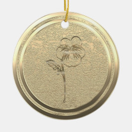 Lägg till Guld Pansy Viola Ceramic Ornamic Julgransprydnad Keramik