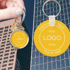 Lägg till gulten för företagets logotyp för affärs nyckelring