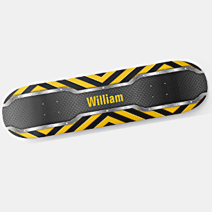 Lägg till Gulten Namn Initialer Safety & Black Met Mini Skateboard Bräda 18,5 Cm