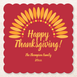 Lägg till Gulter för Namn-Happy thanksgiving i Röd Underlägg Papper