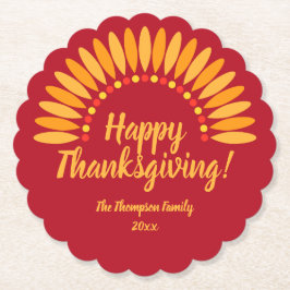 Lägg till Gulter för Namn-Happy thanksgiving i Röd Underlägg Papper