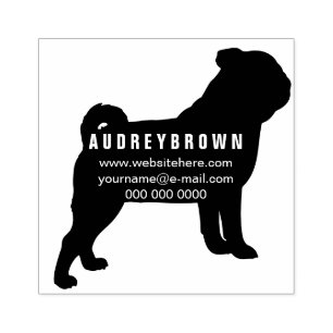 Lägg till hundnamn returadress Pug Stämpel