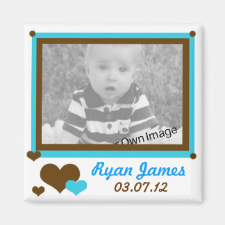 Lägg till information, hjärtan och blå magnet