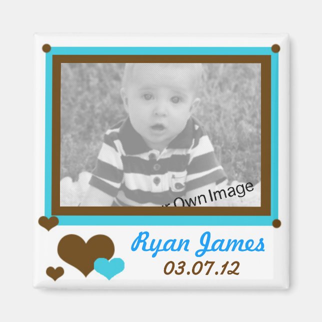 Lägg till information, hjärtan och blå magnet (Framsidan)