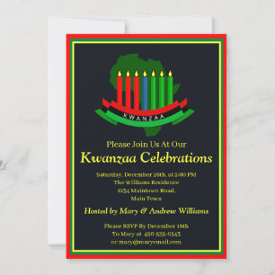 Lägg till information om Namn-datum Kwanzaa Candle Inbjudningar