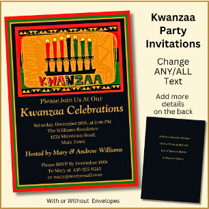 Lägg till information om Namn-datum Kwanzaa Candle Inbjudningar