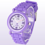 Lägg till initialer-hjärtan-lila-barn armbandsur<br><div class="desc">Den här fina barnklockan är perfekt för att få en personlig röra! Anpassa den med ditt barns initialer. Det är en roligt och ett praktiskt tillbehör som hjälper små behållor att följa tidsförloppet medan de stannar kvar i snyggten. Färg och söt design gör det till en underbar gåva till födelsedagar,...</div>