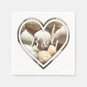 Lägg till Initialer och datum Seashells Heart, Bea Pappersservett
