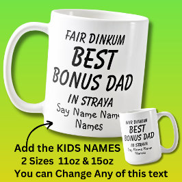 Lägg till Kids Namn - Fair Dinkum BEST BONUS PAPPA Kaffemugg