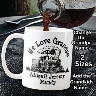 Lägg till Kids NAMN - vi Kärlek Grandpa Steam Engi Kaffemugg