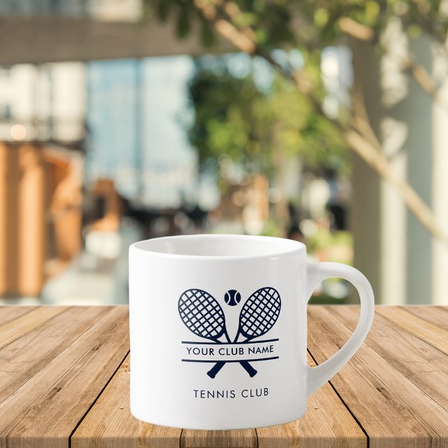 Lägg till Klubb Namn Navy Blue Logotyp Tennis Team Espressomugg (Add Club Name Navy Blue Logo Tennis Team Custom Espresso Cup)