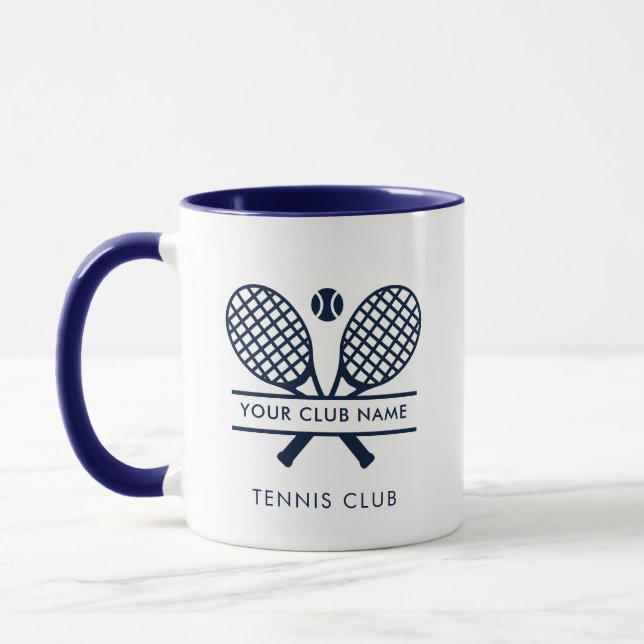 Lägg till Klubb Namn Navy Blue Logotyp Tennis Team Mugg (Vänster)