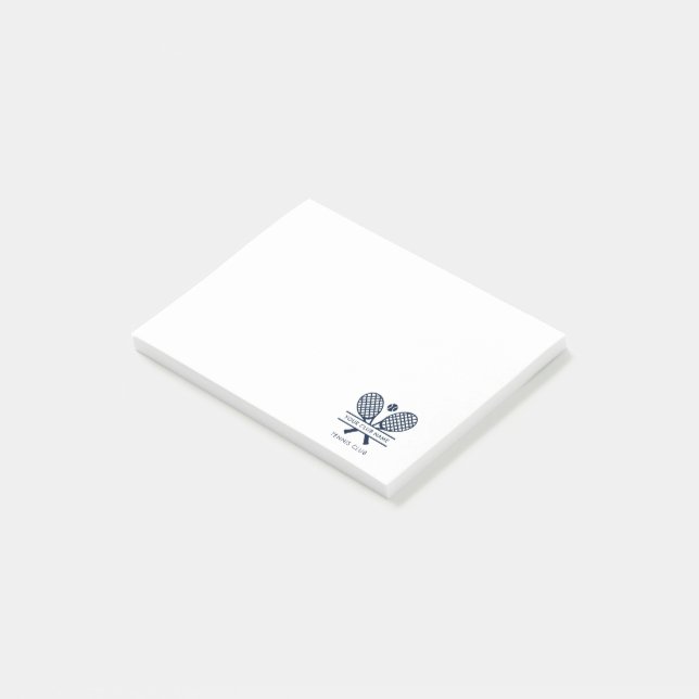 Lägg till Klubb Namn Tennis Team Navy Blue Logotyp Post-it Block (Vinklad)