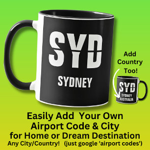 Lägg till kod och ort - Flygplatskod - SYD Sydney Mugg