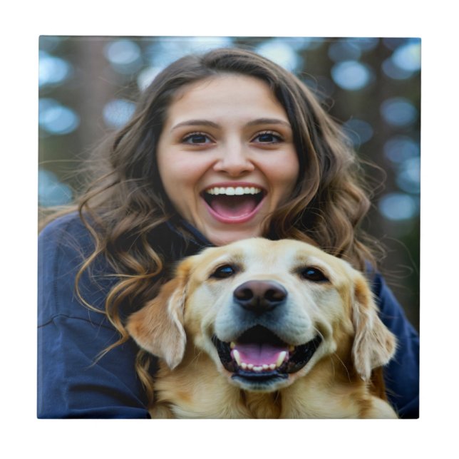 Lägg till Labrador Retriever Foto Anpassa Kakelplatta (Framsidan)