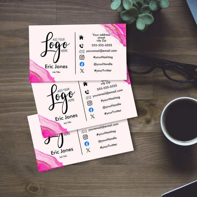 lägg till logotyp Anpassningsbar BUSINESS LOGOTYP  Visitkort (Skapare uppladdad)