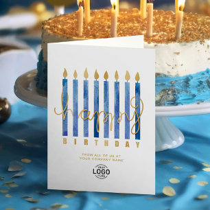 Lägg till Logotyp, blå ljus, företag Grattis på fö Kort