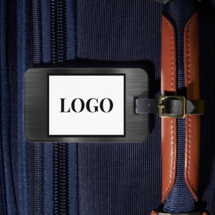 Lägg till Logotyp Black Grått Faux Metall Stylt Vå Bagagebricka