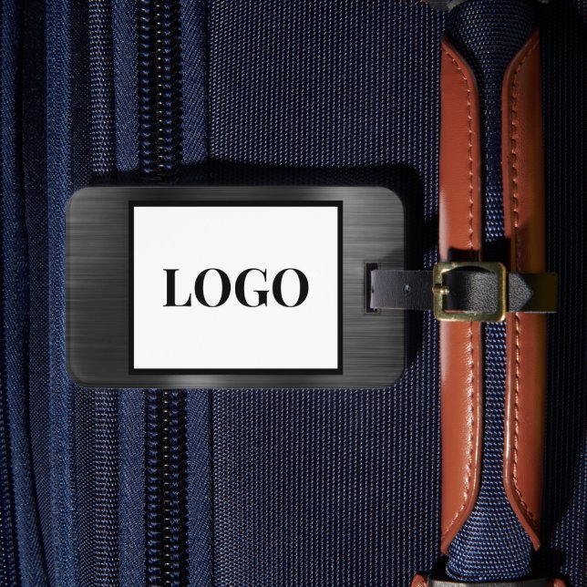 Lägg till Logotyp Black Grått Faux Metall Stylt Vå Bagagebricka (Framsida Insitu 4)