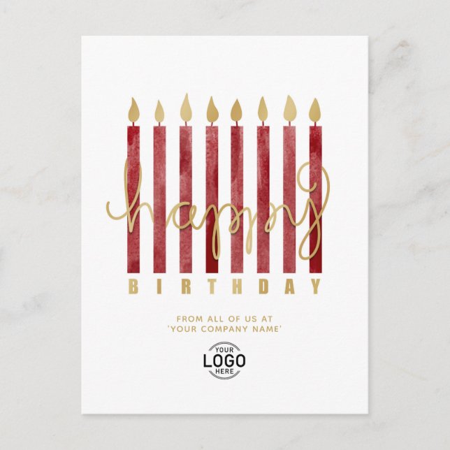 Lägg till Logotyp Burgundy Candles Business Gratti Helg Vykort (Framsida)