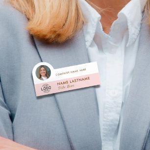 Lägg till Logotyp Foto Modern  Rosa White Business Namnbricka