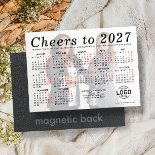 Lägg till logotyp Foto Vit kalender 2027 Magnetisk Inbjudningskort