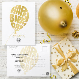 Lägg till Logotyp Guld Lettering Balloon Business  Helg Vykort