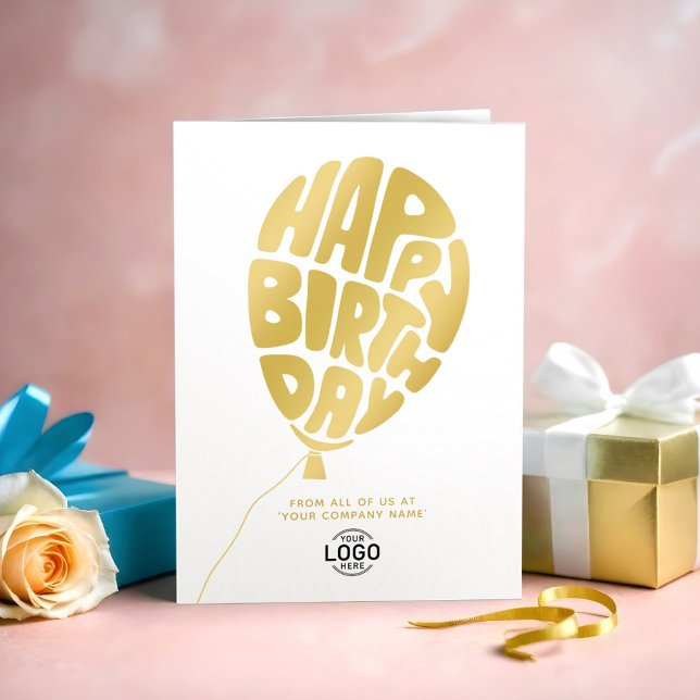 Lägg till Logotyp Guld Lettering Balloon Business  Kort (Skapare uppladdad)
