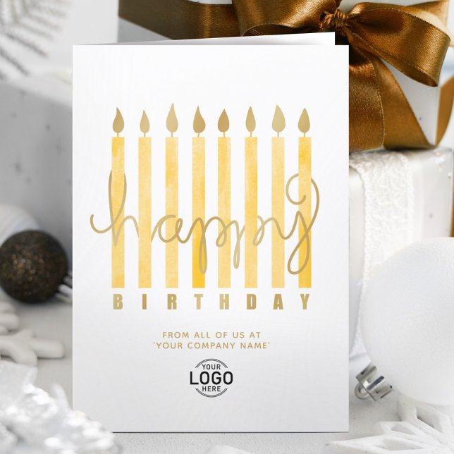 Lägg till Logotyp Gult Candles Business Grattis på Kort (Skapare uppladdad)