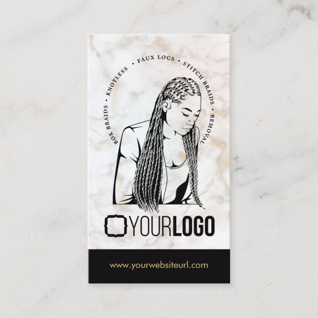Lägg till Logotyp Hair Braiding Salon Braid Stylis Visitkort (Framsida)