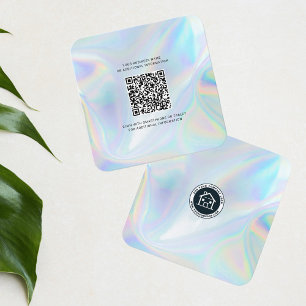 Lägg till Logotyp-holografisk QR-kod-DIG Fyrkantigt Visitkort