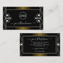 Lägg till Logotyp i Luxury Ornate Black Golden Gni Visitkort
