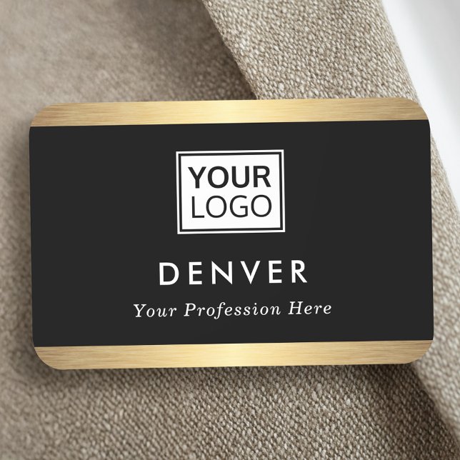 Lägg till logotyp i namn i första titeln faux gold namnbricka (Add logo first name title faux golden borders name tag)