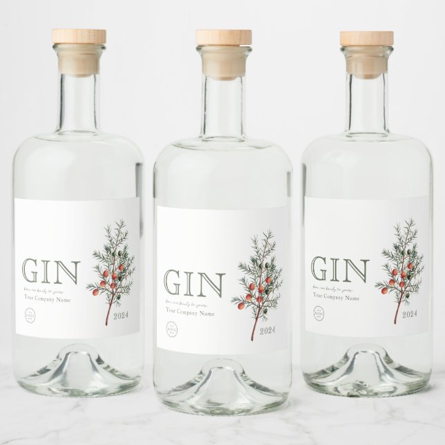 Lägg till Logotyp Juniper Gren Anpassningsbar GIN Spritflaskor Etikett (Flaskor)