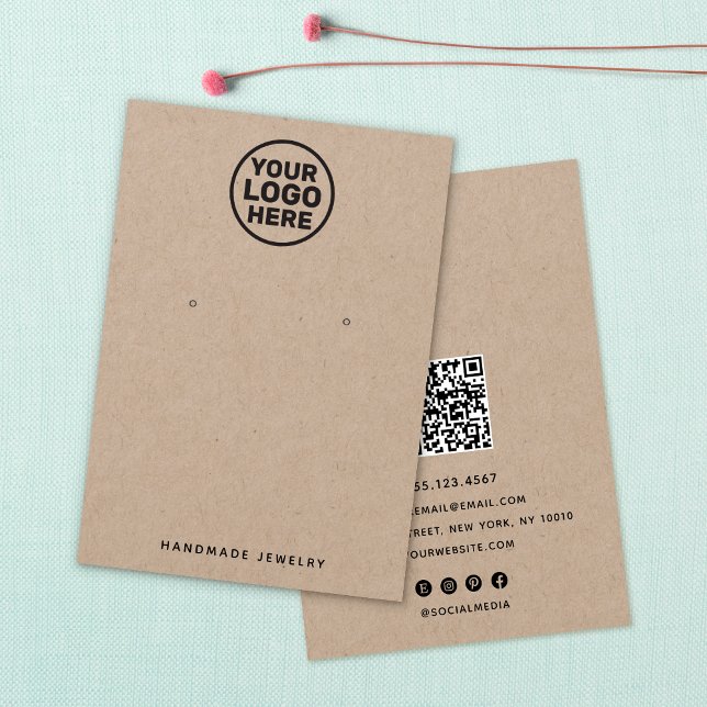 Lägg till Logotyp Kraft Earring Visning Holder QR- Visitkort (Skapare uppladdad)