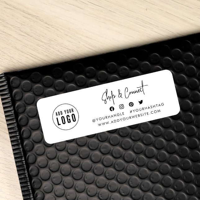 Lägg till Logotyp Modern skript Köp Connect Social Returadress Etikett (Skapare uppladdad)