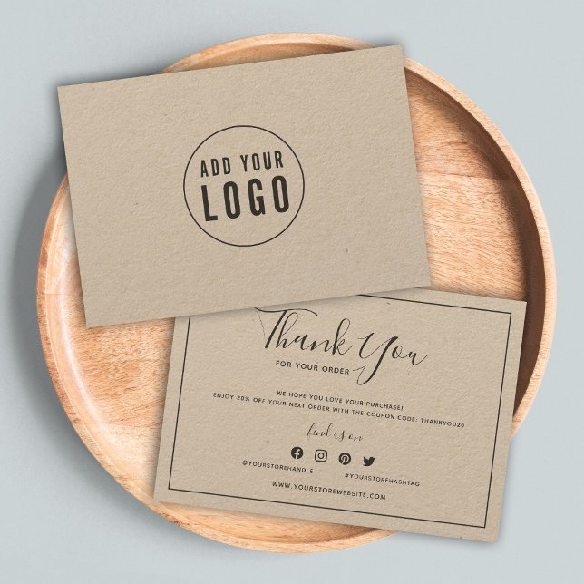 Lägg till Logotyp Mörk Grått Gräns Rustic Kraft Ta (Skapare uppladdad)