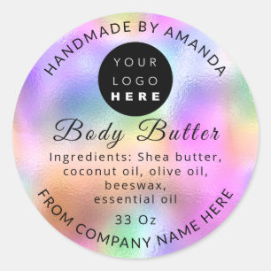 Lägg till Logotyp Namn Body Butter Cosmetics Holog Runt Klistermärke